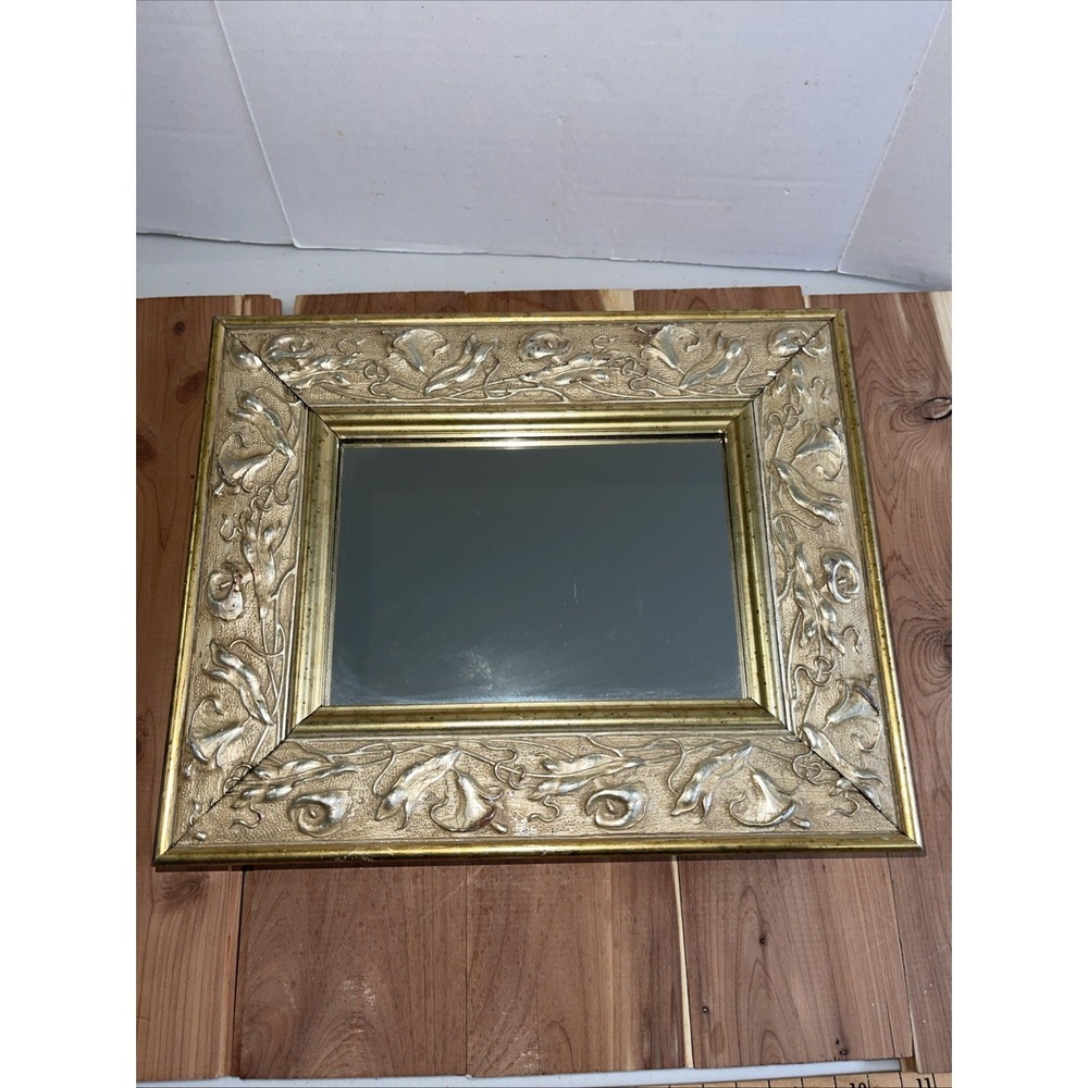 Martin Aborn AM5 Wide Gold Wooden Mirror Italian Floral Design 9x11 Art Deco